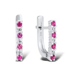 A STERLING SILVER AND CUBIC ZIRCONIA EARRINGS.