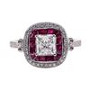 Image 1 : 1.22 ctw Diamond and Ruby Ring - Platinum