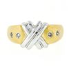 Image 1 : New 14kt Two Tone Gold Burnish Round Diamond Dual Finish "X" Band Ring