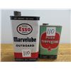 Image 1 : One quart Esso Marvelube outboard oil can 1 pint four star turpentine can