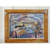Image 1 : 1975 original abstract art by Marion McCauly 25"X19" pastel on paper wood framed under glass