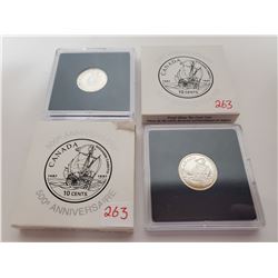2 X 92.5% silver 10¢ 500th anniversary John Cabot voyage