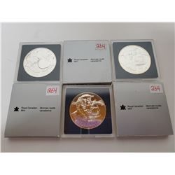 2 x 1995 & 1 1996 B.U. Canadian silver dollars
