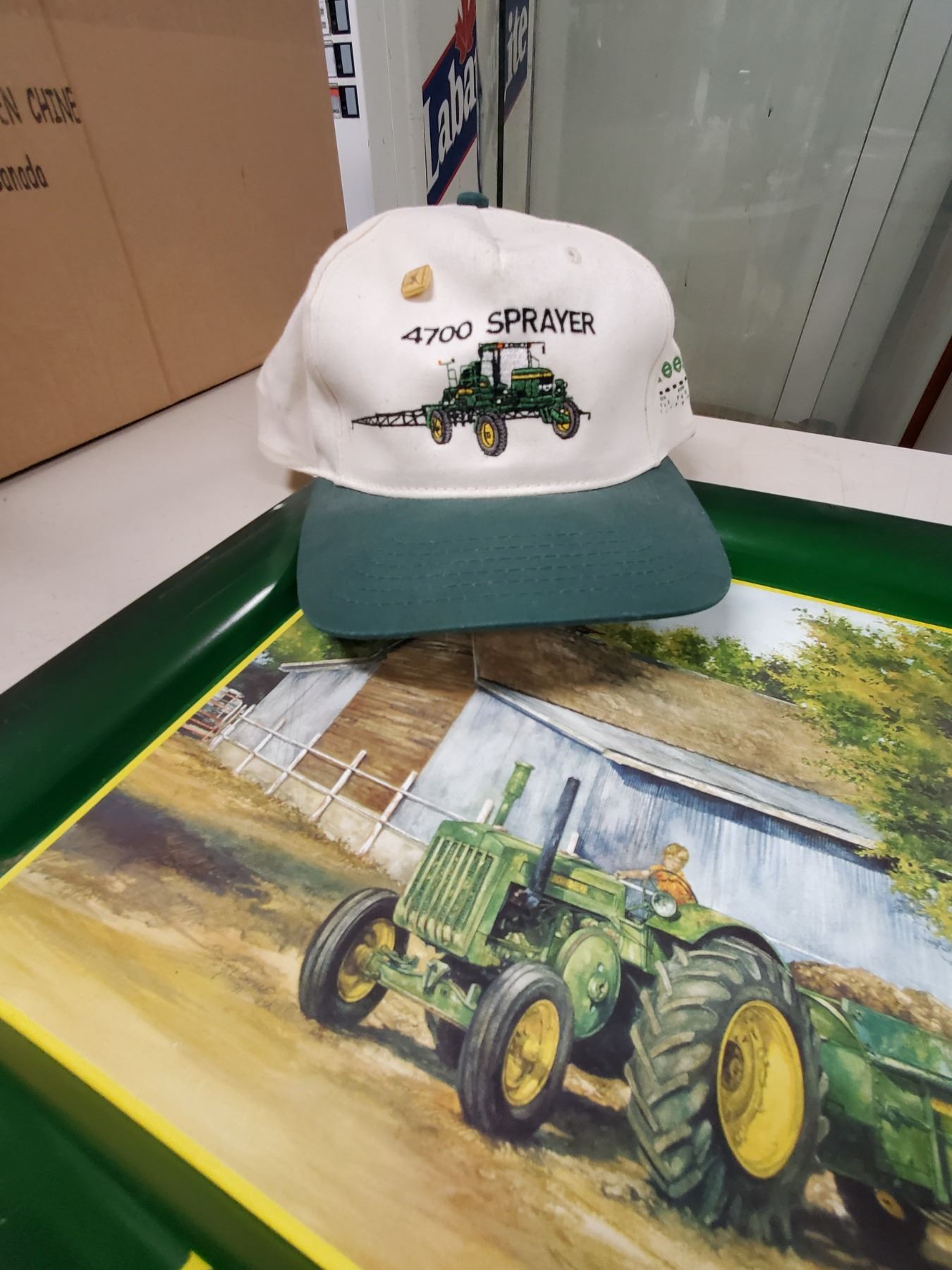 John Deere Tray, Hat with Pin, spoon etc