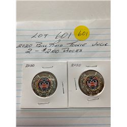 2020 Bill Reid coloured 2 dollar toonie, unc