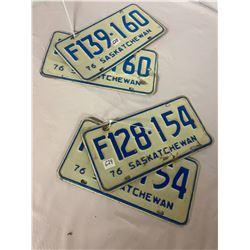 2 Pair 1976 Sask LicencePlates