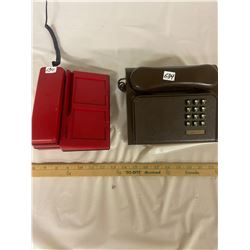 2 Vintage Telephones - Red & Brown