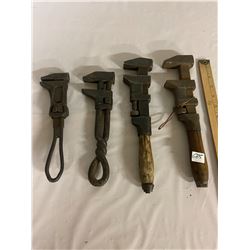 4 Vintage Pipe Wrenches - 1 is IH