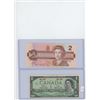 Image 1 : 1-1967 Canadian $1 Bill & 1-1986 Canadian $2 Bill