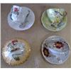 Image 1 : Lot of Glassware - 3 Teacups w Saucers, Candy Dishes