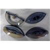 Image 2 : Lot of 3 Sad Irons (1 Handle needs work) & 1 Trivet