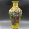 Image 1 : A YELLOW GROUND FAMILLE VERET VASE QIANLONG MARK 17TH/C.