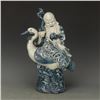 Image 1 : A BLUE & WHITE EASTERN SANTA STATUE QING DYNASTY.