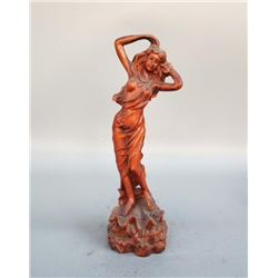 A WOOD CARVED DANCING GIRL STATUE QING DYNASTY.