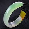 Image 4 : A PAIR NATURAL EMERALD GREEN NEPHRITE JADE BANGLE.