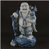 Image 1 : A BLUE & WHITE PORCELAIN BUDDHA FIGURE QING DYNASTY.