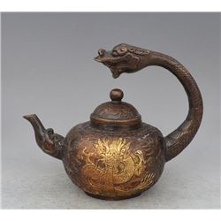 A BRONZE GILDED DRAGON TEAPOT QIANLONG MARK 17TH/C.