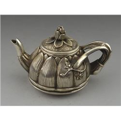 A SILVER LOTUS TEAPOT QIANLONG MARK 17TH/C.