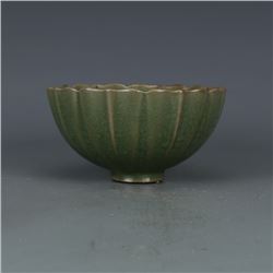 A CELADON MELLOW SHAPED BOWL MING DYNASTY.