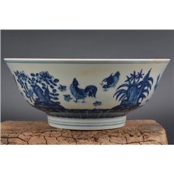 A BLUE & WHITE CHICK BOWL CHENGHUA MARK 14TH/C.