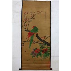 A INK & COLOR FAMILLE VERTE PAINTING QING DYNASTY.