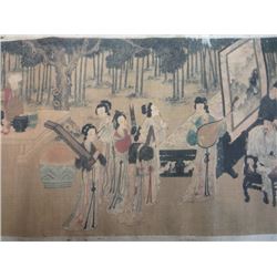 A RARE INK & COLOR FAMILLE VERTE PAINTING QING DYNASTY.