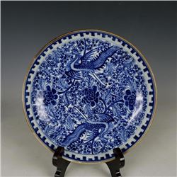 A BLUE & WHITE PHOENIX PLATE KANGXI MARK 16TH/C.