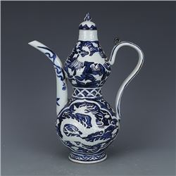 A BLUE & WHITE DRAGON & PHOENIX TEAPOT YUAN DYNASTY 13TH/C.