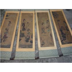 A SET INK & COLOR FAMILLE ROSE PAINTING QING DYNASTY.