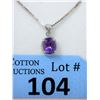 Image 1 : Sterling Silver Amethyst & Diamond Pendant
