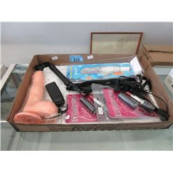 Dildo, 2 Lipstick Vibrators, Flogger & Mini Vibe