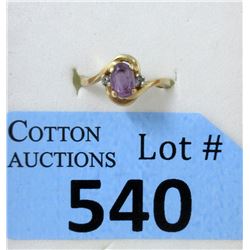 10KT Yellow Gold Amethyst Ring - Size 6