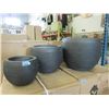 Image 1 : New 3 Piece Round Dark Grey Patio Planter Set