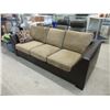 Image 1 : Brown Sofa with Fabric Covered Cushions