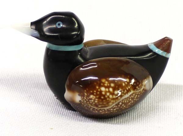 Navajo Cowry Shell and Jet Duck Fetish, D. Yazzie