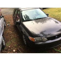 1997 FORD ESCORT LX 4-DOOR STATION WAGON - BLACK - VIN # 3FALP15P8VR157776 - ODO READS 112940KMS,