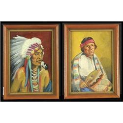 Two oils on Panel: Signed M.C. Grey likely Mary Chilton Grey who spent several months in Taos in 193