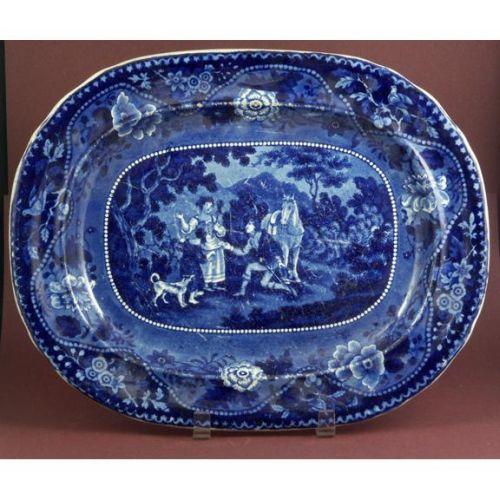 Rare Staffordshire flow blue transferware platter, pattern ''Teresa ...