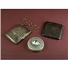 Image 1 : Three silver cigarette/vanity cases to include a German Silver case on a brass chain.  The interior 