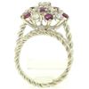 Image 4 : 14K White Gold 2.10 ctw Diamond & Ruby Cluster Daisy Twisted Wire Cocktail Ring