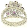 Image 5 : 14K White Gold 2.10 ctw Diamond & Ruby Cluster Daisy Twisted Wire Cocktail Ring