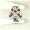 Image 9 : 14K White Gold 2.10 ctw Diamond & Ruby Cluster Daisy Twisted Wire Cocktail Ring