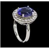 Image 4 : 4.18 ctw Tanzanite and Diamond Ring - 14KT White Gold