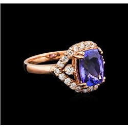 14KT Rose Gold 2.95 ctw Tanzanite and Diamond Ring