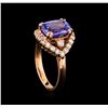 Image 4 : 14KT Rose Gold 2.95 ctw Tanzanite and Diamond Ring