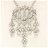 Image 3 : 14k Solid White Gold 1.50 ctw Round Brilliant Diamond Tassel Chandelier Necklace