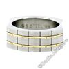 Image 1 : Men's Stainless Steel w/ 18kt Yellow Gold Brick Domed Matte Finish Band Ring