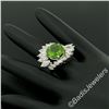 Image 3 : Vintage Platinum 10.20 ctw Round Peridot and Marquise Diamond Ring