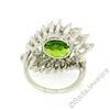 Image 7 : Vintage Platinum 10.20 ctw Round Peridot and Marquise Diamond Ring