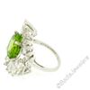 Image 8 : Vintage Platinum 10.20 ctw Round Peridot and Marquise Diamond Ring